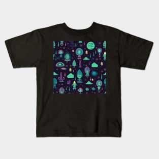 Veggie Aliens In The Midwest Universe Pattern Kids T-Shirt